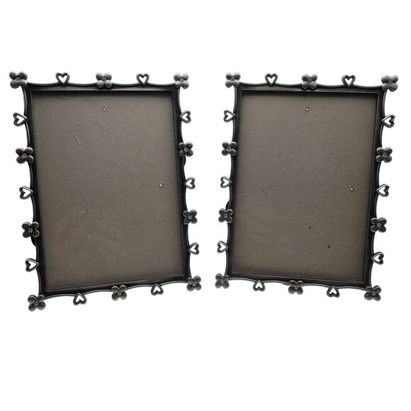 Elsa L. Inc Pewter Hearts & Flowers w/Rhinestones Picture Frames 5x7 Vintage 99' - Picture 1 of 9